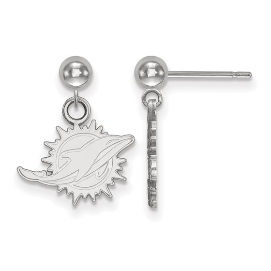 Sterling Silver Miami Dolphins Dangle Ball Earrings Sterling Silver Miami Dolphins Dangle Ball Earrings